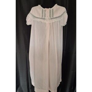 Vtg 60s Barbizon Pink Lace embroidered Nightgown  Romantic Coquette Sz L